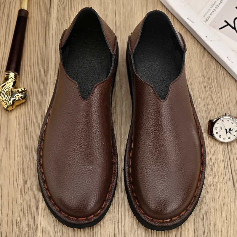 Genuine Leather Mens Shoes Fashion Men Casual Shoes Business Male Loafers Driving Shoes Soft Leather Flats Comfortable Moccasins