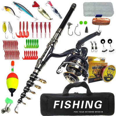 Telescopic Fishing Rod Reel Combo Full Set Portable Long | SAMAG