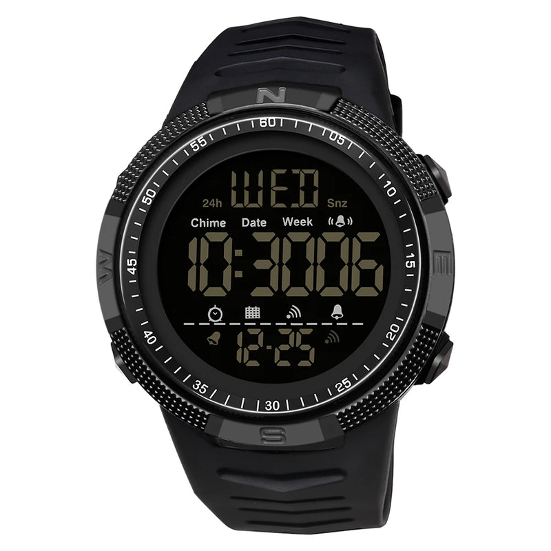 SANDA Fashion Men's LCD Digital Casual Date and Week Alarm Waterproof Sport Silicone Strap Military Electronic Watch