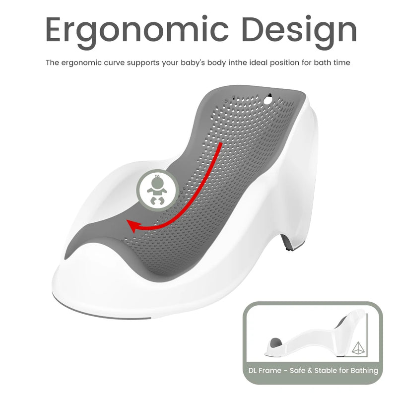 Soft Baby Bath Support for Newborns - Ergonomic, Easy to Clean & Comfortable Anti-Slip Infant Bath Seat with Quick Drying Design