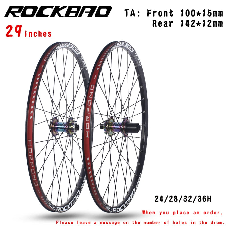 ROCKBAO Mountain Bike Wheelset 24/26/27.5/29 Inches Disc Brake Aluminum Alloy 4Bearings 7-12Speed Thru Axle MTB Bicycle Wheel