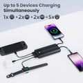 Power Bank Portable Charger with 3 Built-in Cables,Ultra Slim 10000mAh PD 3.0A USB-C Battery Pack,LCD Display 5 Outputs Travel Essentials Powerbank for iPhone 16/15/14/13/12 Series,Samsung,Android etc