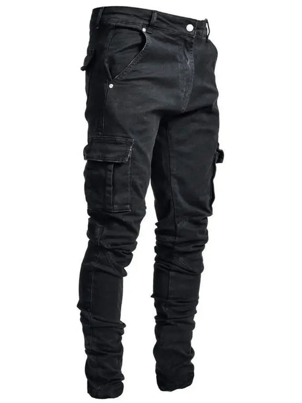 New Jeans Men Pants Wash Solid Color Multi Pockets Denim | SAMAG