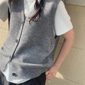 YTFidio Women Cardigan Vest Clothing O-neck Tank Tops Four Button Casual Outerwears Ladies Tops Knitted Solid Casual Autumn 161