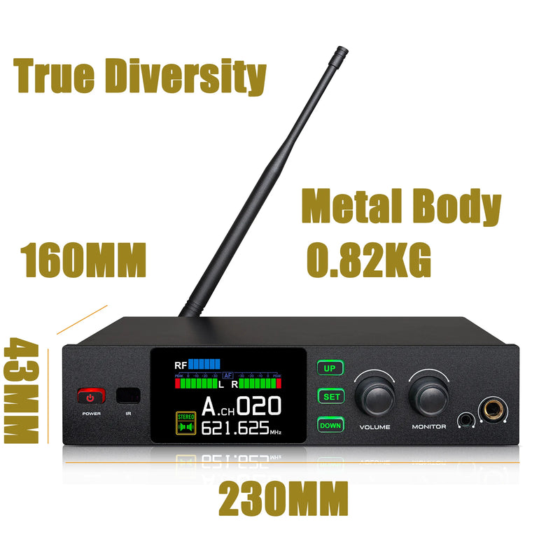 Leicozic PM10 True Diversity Stereo Wireless In Ear Monitoring System 150M 2x150mW Hifi Sound System In-Ear IEM Pro Stage Audio
