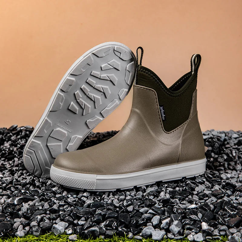 Versatile Casual Middle Tube Waterproof Shoes Men Fashion Hiking Shoes Anti-slip Wear-resistant Outdoors Rain Boots Fishing Boot