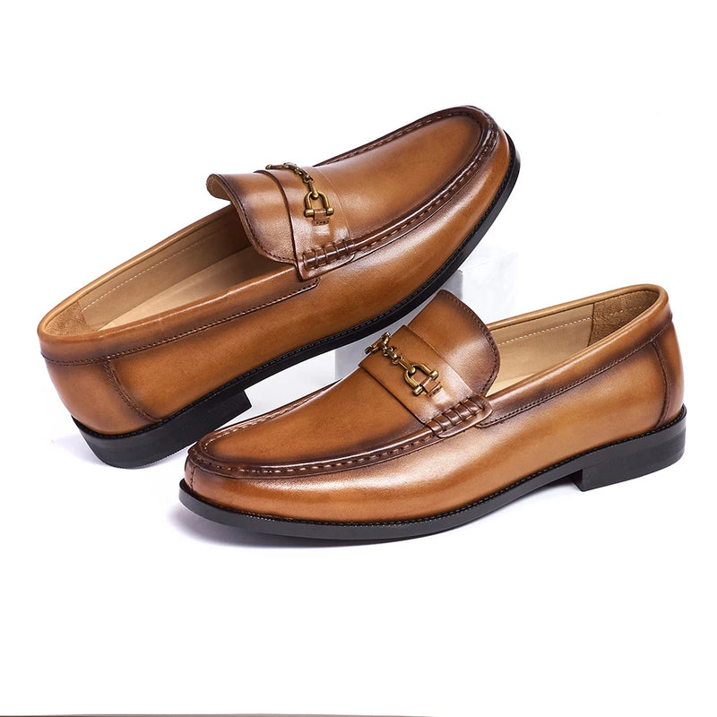 New Fashion Designer Men's Pointed Black Metal Buckle Oxford Flats Casual Shoes Wedding Dress Prom Party Zapatos Hombre