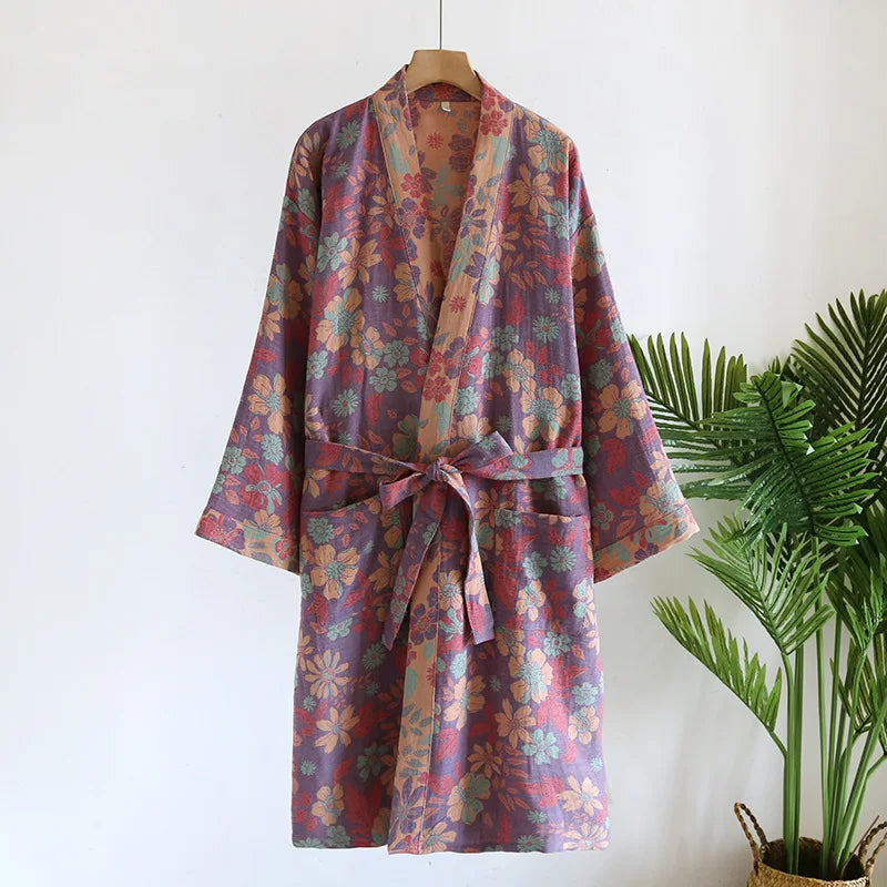 Pure Cotton Robe Women's Pajamas 3/4 Sleeve Spring Autumn | SAMAG