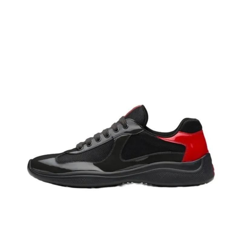 High-End Men's Sporty Casual Slip-On Shoes Breathable Leather Uppers Fashionable Glossy Finish Lightweight Comfortable All-Se