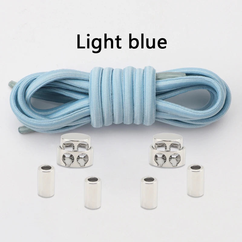 Oval Elastic Shoelace Metal Buckle Laces Unisex Quick-On/Off Shoelaces for Sneakers and Boots 1Pair/2Pair