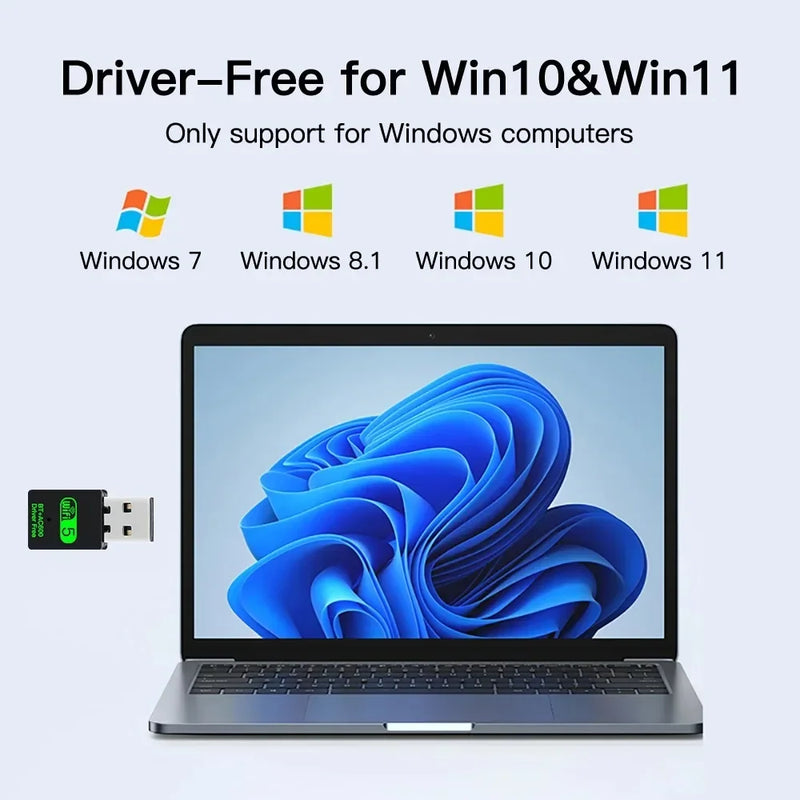 2in1 USB WiFi Bluetooth Wireless Adapter 600Mbps Dongle Dual Band 2.4G+5GHz High - Speed Network Card 150M - Visuel 6 | SAMAG