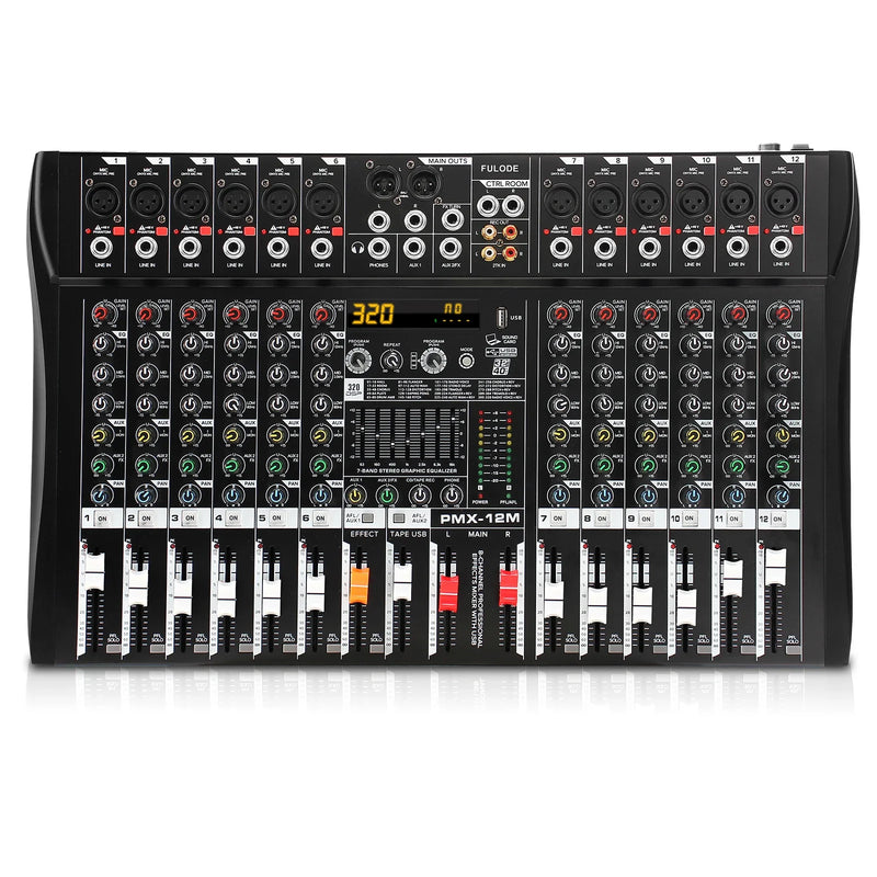 Fuluode 6/8/12/16 Channel Mixing Console Audio Mixer Mono 99 Digital Effect USB Sound Card dj Karaoke Mixer Bluetooth 48V 2 AUX