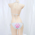 Japanese Anime Kawaii Girl Cute Cat Paw Bikini Swimsuit Women Claw Pattern Three Point Underwear Set Bra Panties Costume Cosplay