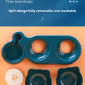 Pet Bowls With Water Feeder, 3 In 1 Ear Design Tilted Cat Water And Food Bowl Set With Gravity Water Bottle For Neck Protection