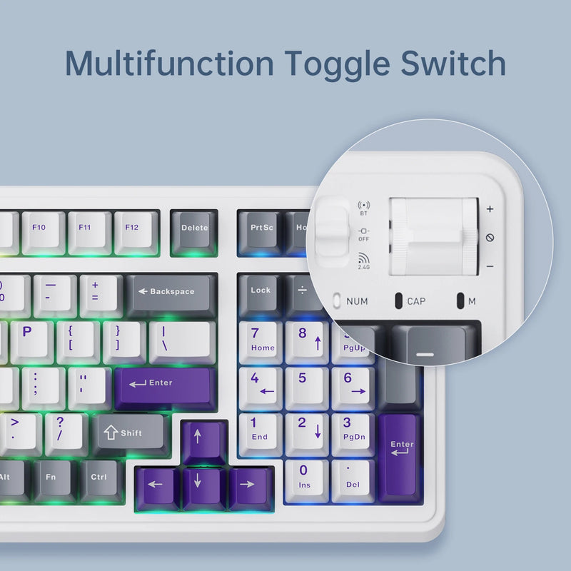 MACHENIKE KG98 Tri Mode Mechanical Keyboard 10000mAh Bluetooth Full Size Wireless Gaming Keyboards For PC Laptop Gamer