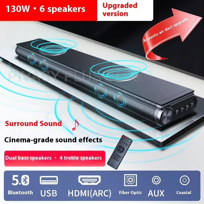 130W Soundbar 5.0 Bluetooth Speakers Home Theater System 6 Speaker Array HDMI ARC Optical For TV Projector Surround Sound System