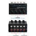 652F Metal 4 Channel Passive Stereo Mixers for Professional Sound Needs in Home Studios and On the Go Applications