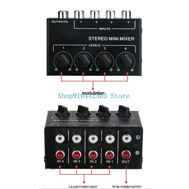 652F Metal 4 Channel Passive Stereo Mixers for Professional Sound Needs in Home Studios and On the Go Applications