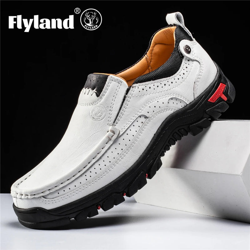 FLYLAND Men's Dress Shoes Fashion Leather Shoes Handmade Male Sapatos Hombre