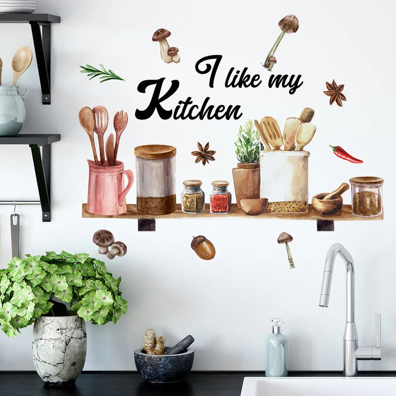 Wall Stickers Removable Waterproof Wall Decals Hand Painted PVC Wall Posters Dining Room Decoration Kitchen Decor