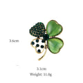 WEIMANJINGDIAN Brand Green Four Leave Clover Irish Shamrock Lucky Crystal Brooches and Lapel Pins Collections