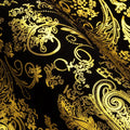 Luxury Silk Shirts for Men Long Sleeve Gold Black Floral | SAMAG