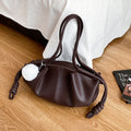 Orange Handbag High Quality Pu Leather Bag Lady Designer Pleated Cloud Bag Fashion Hobo Shoulder Bag Female Dumpling Tote