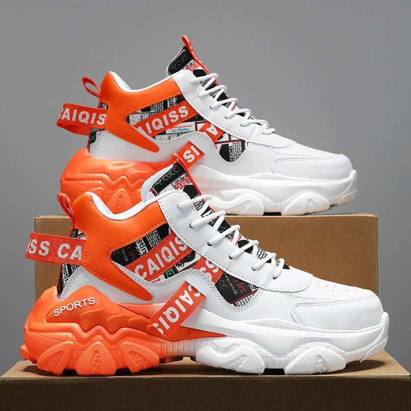 Men's Casual Sports Running Shoes - Sporty Casual Style, Unisex, Fashionable Patterns, Suitable for All Seasons, Daily Wear and Sports Events, Lace-Up Design, High-Top Upper and Lining, Non-Slip and Wear-Resistant Sole, Fabri