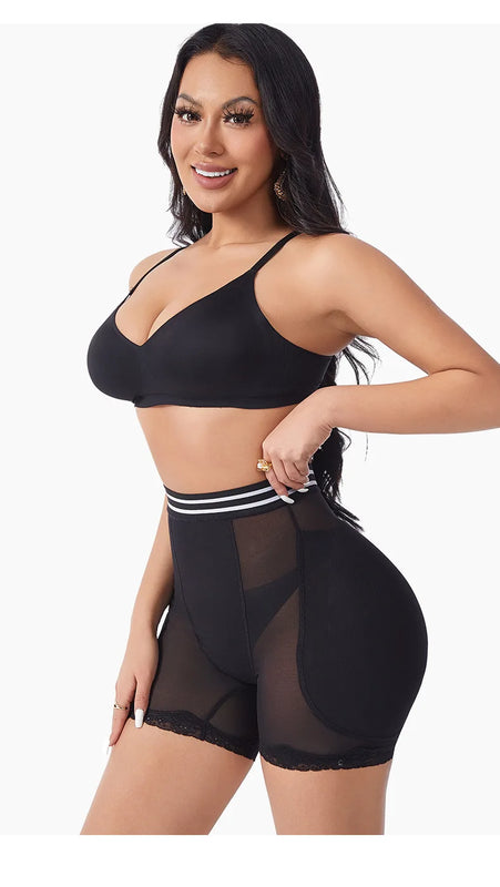 Body Shaper Women Shapewear Panties Removable Hip Pads Breathable Mesh Lace Hem Butt Lifting Underwear Daily Office Wear