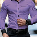 Men's Business Color Block Collar Long Sleeve Shirt, Slim | SAMAG