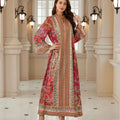 Eid Ramadan Abaya Women Paisley Print Rhinestone Kaftan | SAMAG