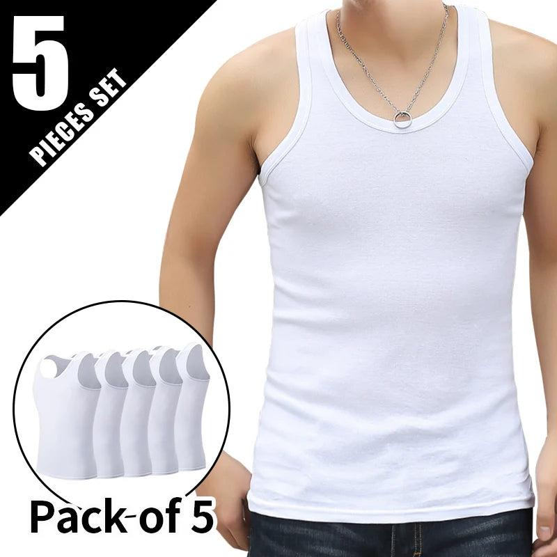 9/5/3 Pack Men's Four Seasons Pure Color Simple Joker Fashion Vest Loose Sports Running Fitness Mountaineering Top Teenager T