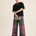 UP.THE Men Baggy Wide Leg Jeans, Vintage Washed Black | SAMAG