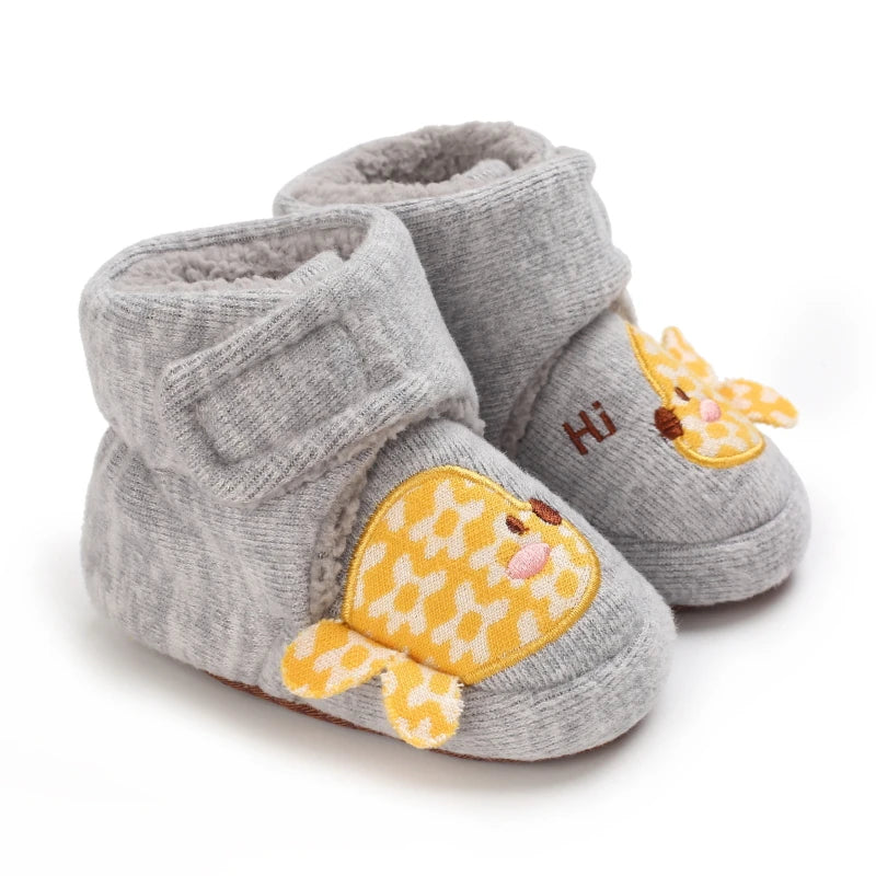 Autumn Winter Boots Baby Girl Boys Winter Warm Shoes Solid Fashion Toddler Fuzzy Balls First Walkers Kid Shoes 0-18M