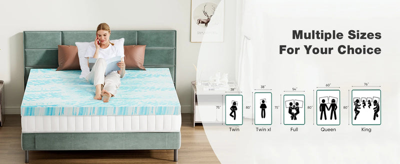 JHK 4 Inch Gel Memory Foam Mattress Topper Full Size Cooling Mattress Soft and Breathable Bed Topper School Bedroom Furniture
