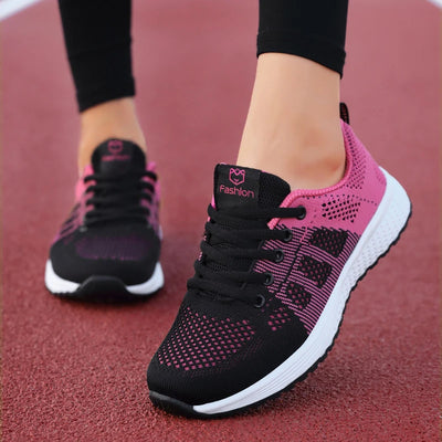 Women Casual Shoes Breathable Walking Mesh Lace Up Flat | SAMAG