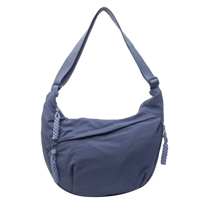 Leisure Crossbody Hobo Bag with Large Capacity Versatile and Niche Design Nylon Shoulder Bag Student Class Mailman Bag