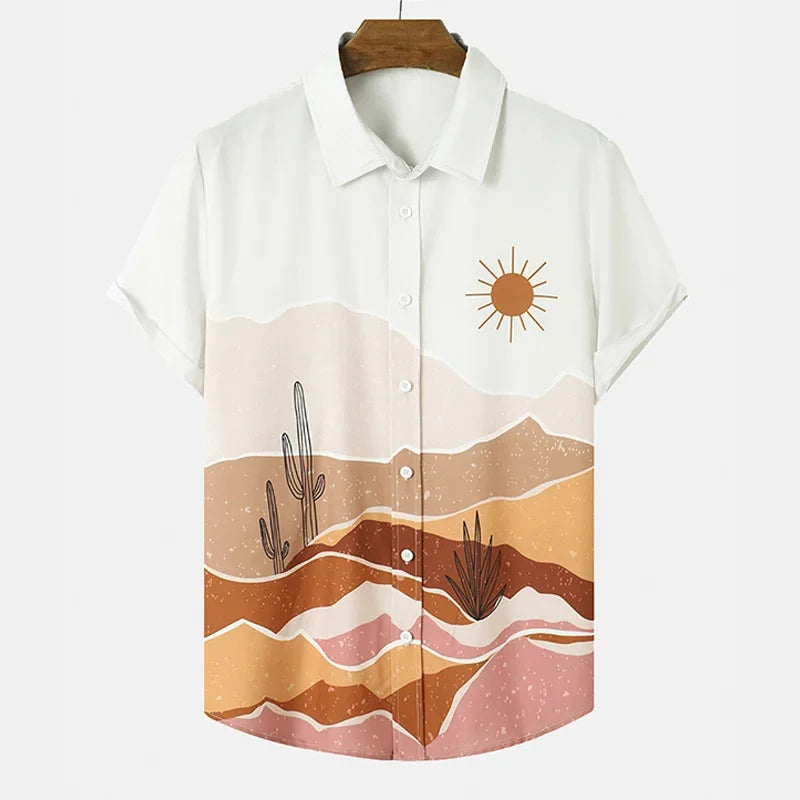 Desert Cactus Shirt for Men 3D Print Summer Hawaiian | SAMAG