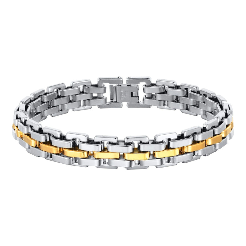 Vnox Stylish Strap Chain Bracelets for Men Gift Jewelry, 10.7MM Wide Stainless Steel Links Wristband - Visuel 8 | SAMAG