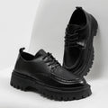 Fashion Thick Sole Leather Shoes Men Casual Shoes Classic Business Men Dress Shoes Breathable Lace-Up Handmade Shoes Moccasins