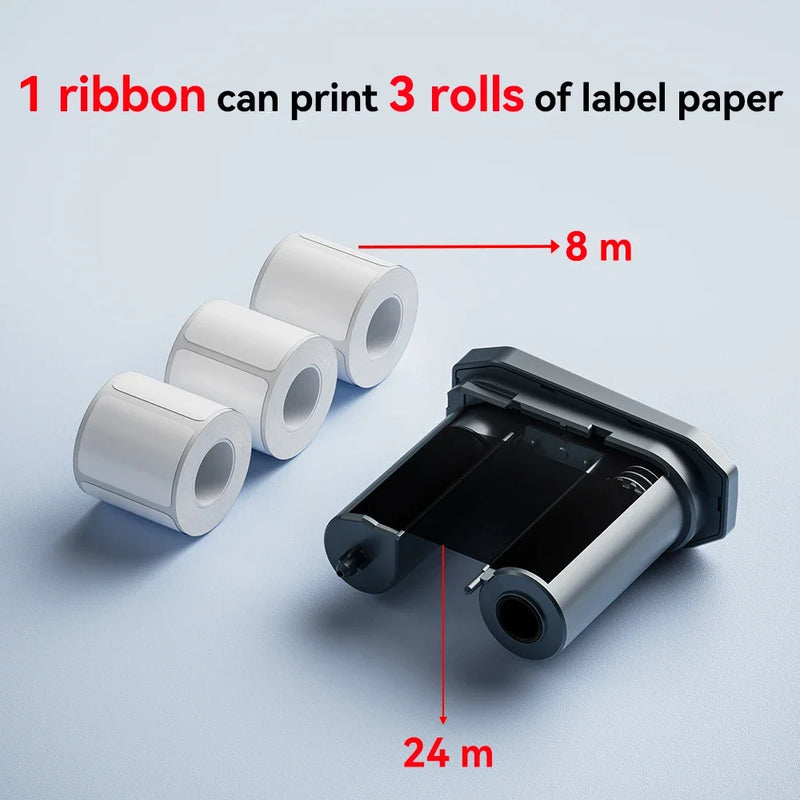 2Rolls Balck White or Color Ribbons of Niimbot M2 Thermal Transfer Label Printer Home Office 20-50mm Width Pint up to 24 Meters