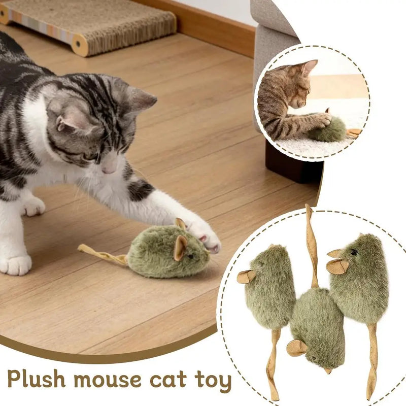 3PCS Mice Plush Cat Toy Simulation Mouse Automatic Chirping Interactive Mice Cat Toy Kitten Bite Resistance Toy Pet Supplies