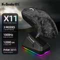 X11 Tri-Mode Gaming Mouse PAW3311,22000DPI,Magnetic Charging Dock,RGB Backlight