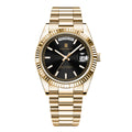 CORGEUT NH36 Mechanical Men's Watch Date of the Week Show President Chain Strap Steel Case Watch Threaded Arc Bezel Waterp