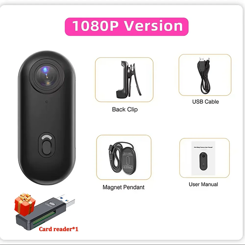 4K/1080P  Mini Magnetic Action Camera HD WiFi Wireless Body Mount POV Holder Bodycam Vlogging Motorcycle Helmet Sports Video Cam