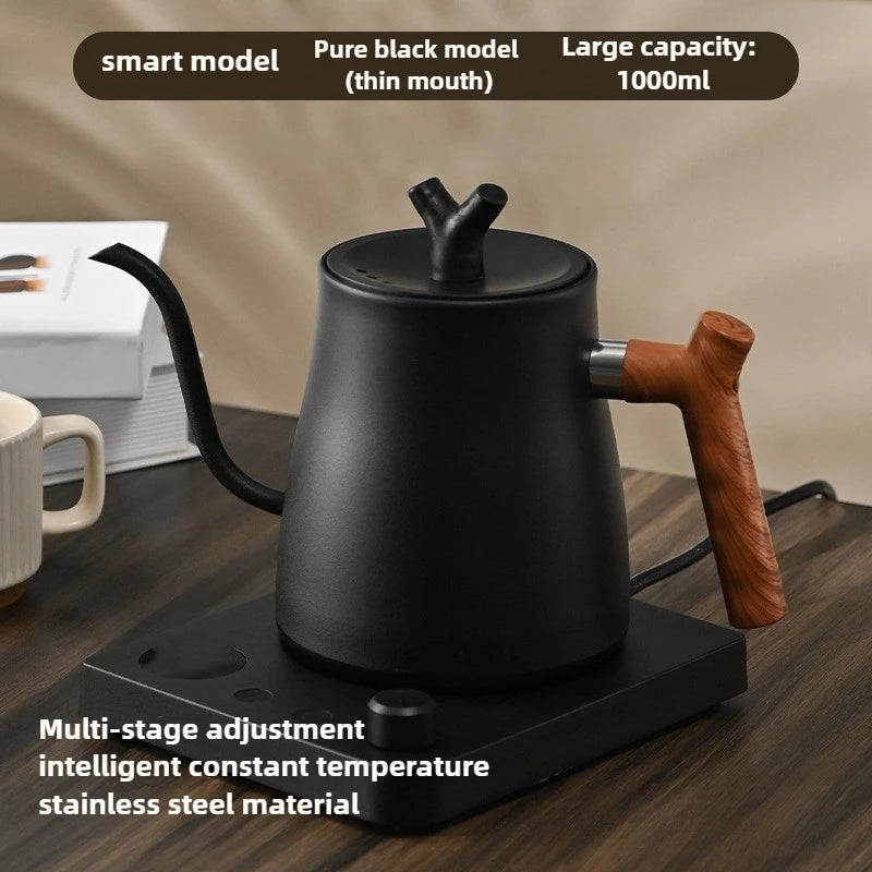 1L Gooseneck Mechanical & Smart Temp Control Kettle - Auto Shut-Off & Boil-Dry Protection Stainless Steel Pour-Over Coffee&Tea