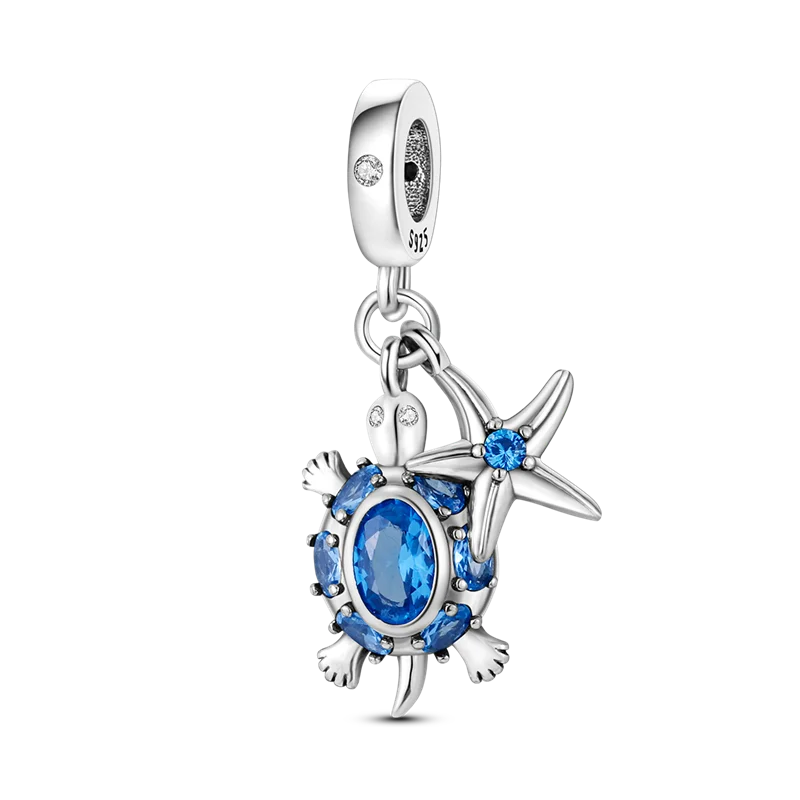 925 Sterling Silver Ocean Theme Charm Beads For Women Blue Wave Dolphin Seashell Compatible Summer Beach Vacation Jewelry