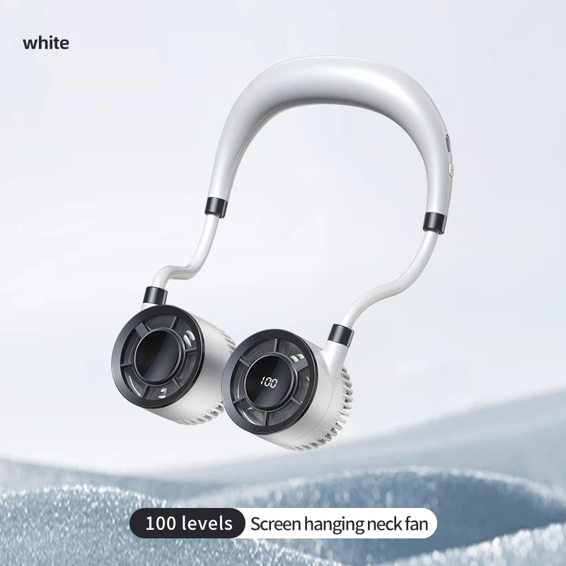 2026 Neck-hanging Small Fan Digital Display Screen Turbo Fan Fast Charging Lightweight Suitable For Indoor Outdoor Sports Use