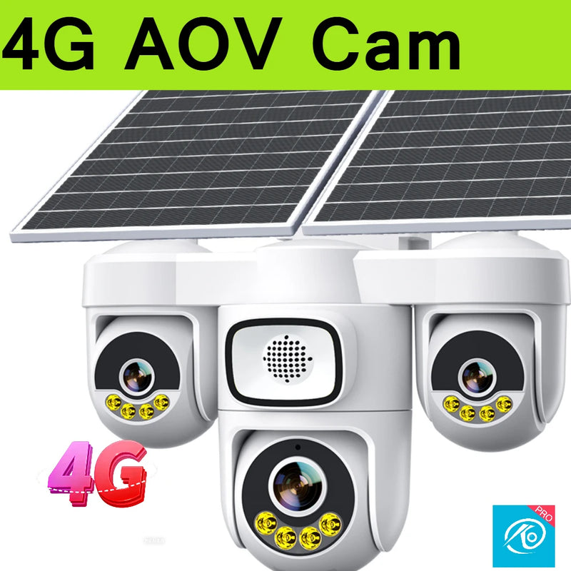 15MP 4G AOV Wireless Solar Camera 4G Sim Card Solar CCTV Auto Tracking Outdoor Protection Solar Security Camera Battery O-kam