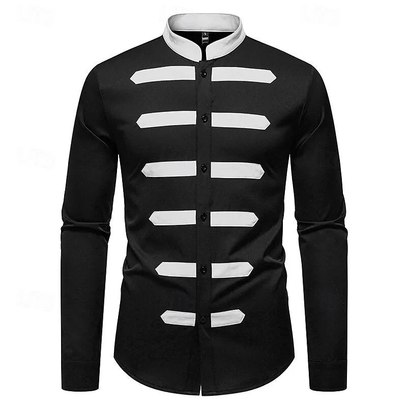 Men's long sleeved shirt classic black and white patch | SAMAG